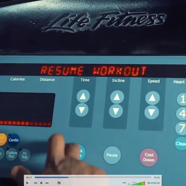 Treadmill console in the Power Gym cardio zone
